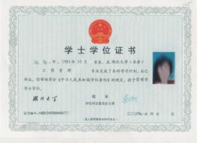 湖北成考湖北大学学位证样本