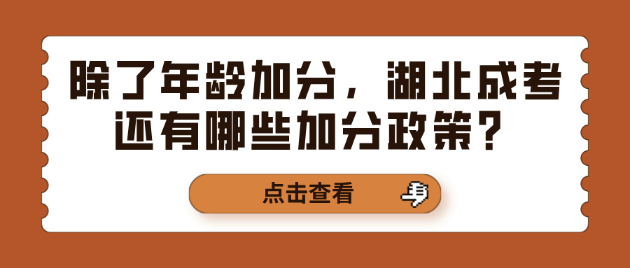除了年龄加分，湖北成考还有哪些加分政策？