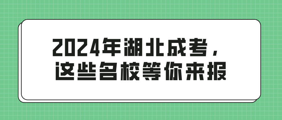 2024年湖北成考，这些名校等你来报(图1)