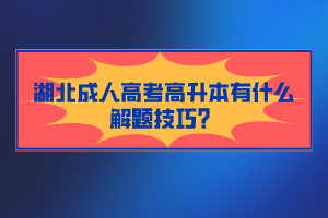 湖北成人高考高升本有什么解题技巧？