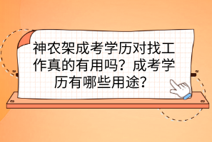 神农架成考学历对找工作真的有用吗？成考学历有哪些用途？(图1)