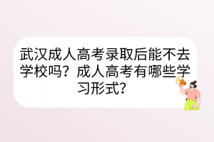 武汉成人高考录取后能不去学校吗？成人高考有哪些学习形式？(图1)