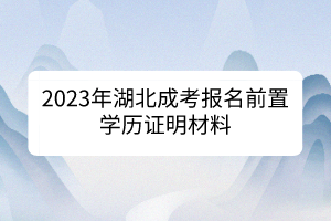 2023年湖北成考报名前置学历证明材料