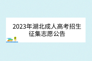 2023年湖北成人高考招生征集志愿公告