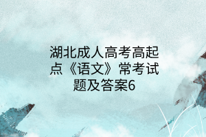 湖北成人高考高起点《语文》常考试题及答案6