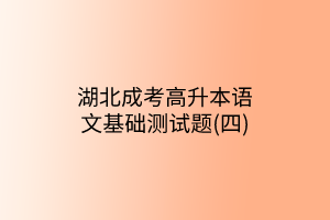 湖北成考高升本语文基础测试题(四)